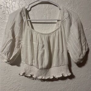 American Eagle Puff-Sleeve Cropped Peasant Top
White Lace